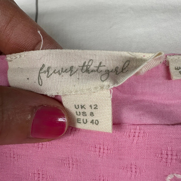 Anthropologie Forever That Girl Top Womens 8 Pink Embroidered Square Neck Boho - Picture 3 of 8